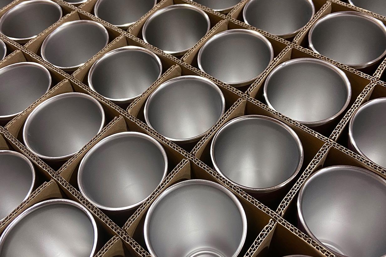 KeepCup Thermal Cup bases in cardboard pallets