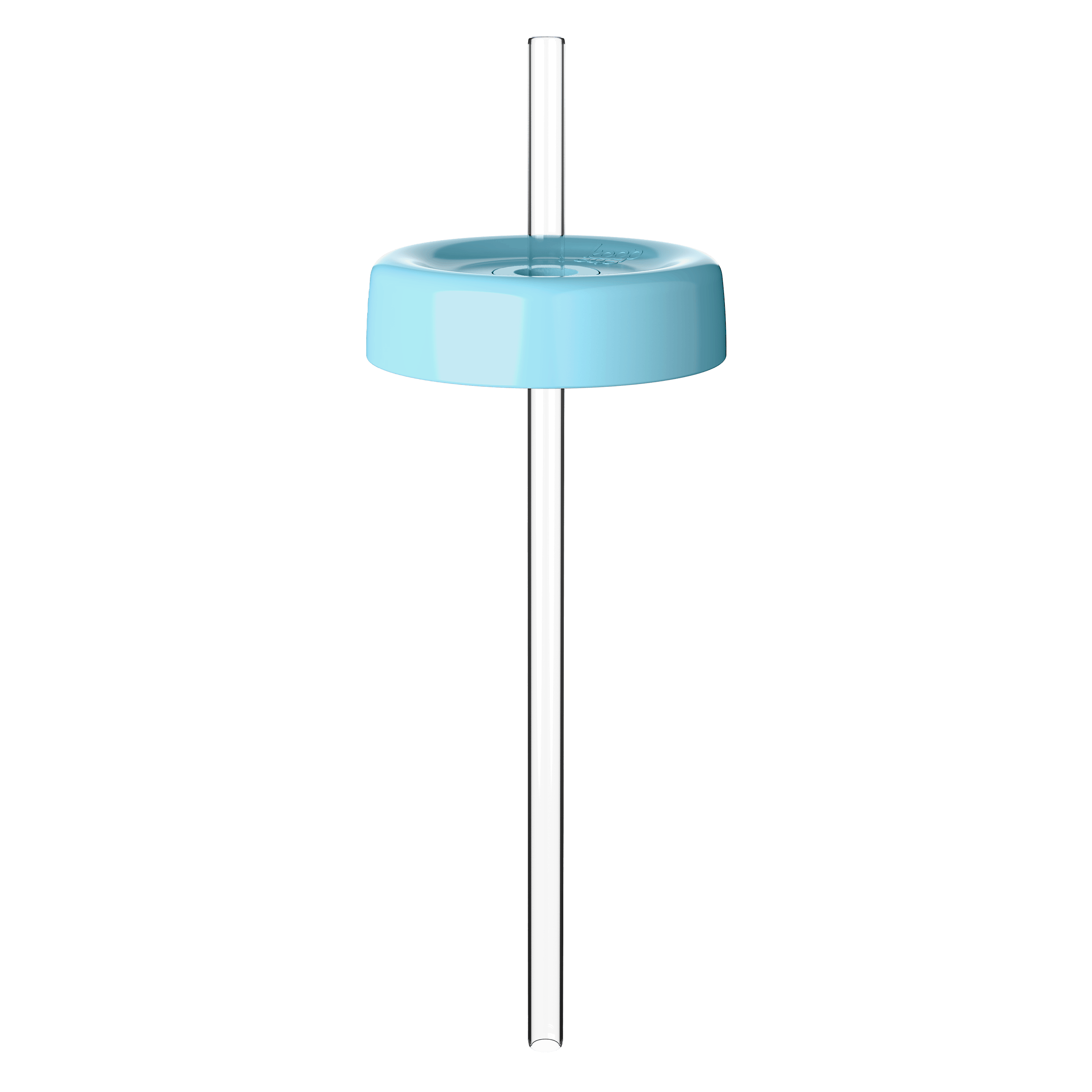 KeepCup Commuter Coffee Straw Lid in Cloud colour, shown from a front view with the light blue circular lid and clear reusable straw displayed against a white background.