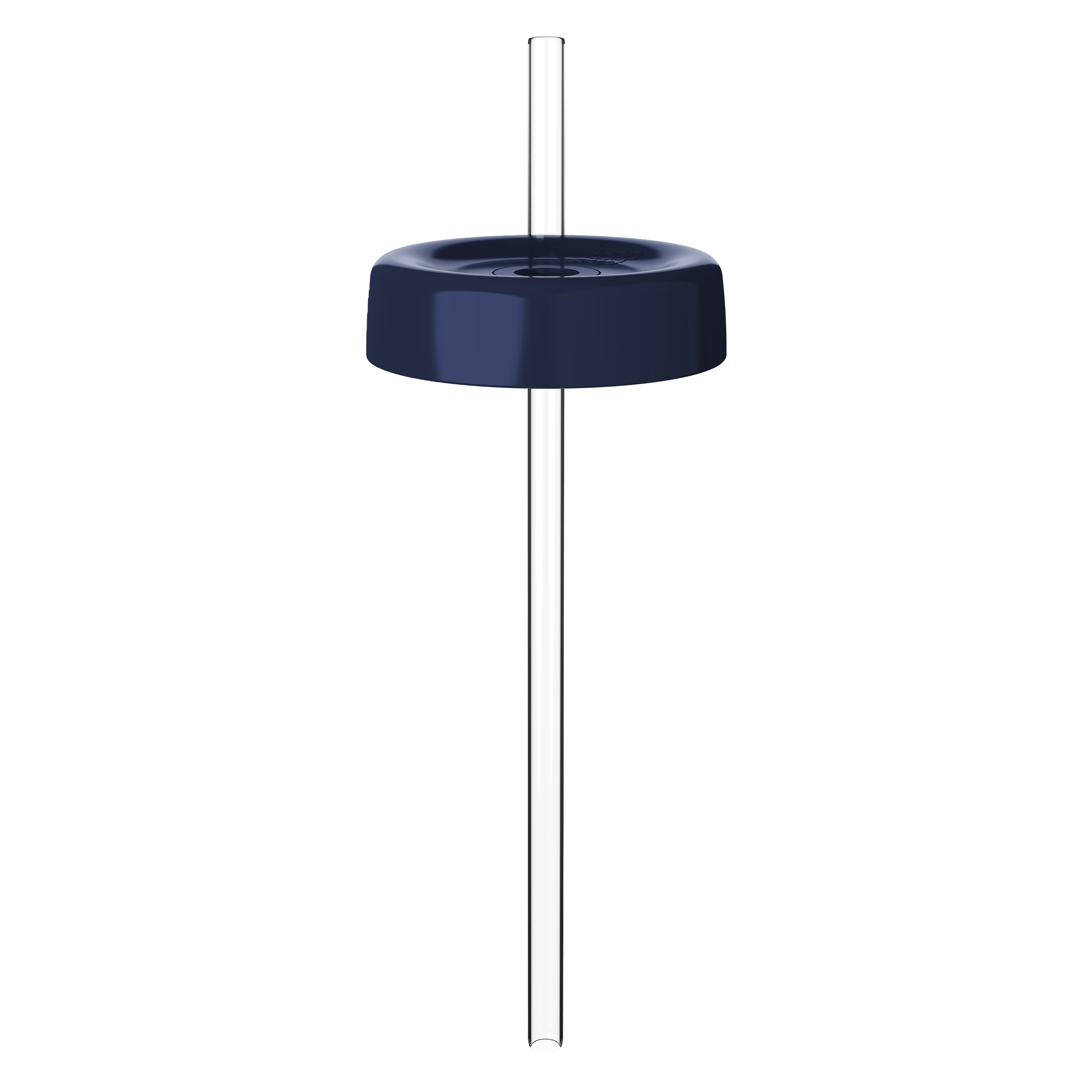 KeepCup Commuter Coffee Straw Lid in Navy for XL 20oz cups, shown from a straight-on angle with the clear reusable straw inserted through the circular lid against a white background.