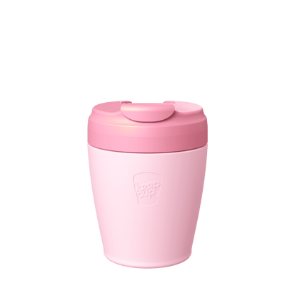 KeepCup Commuter S 8oz in Pashmak Pink, featuring a light pink cup with a darker pink lid, shown against a plain white background in a front-facing product shot.