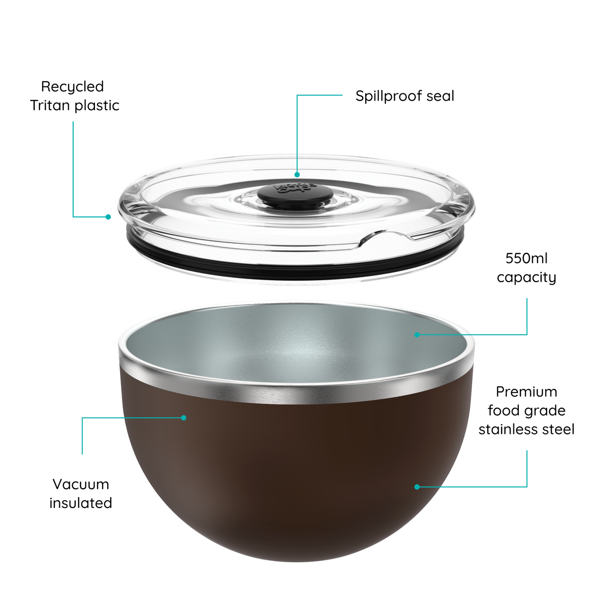Go Bowl Luxe - Flat Lid | Chocolate