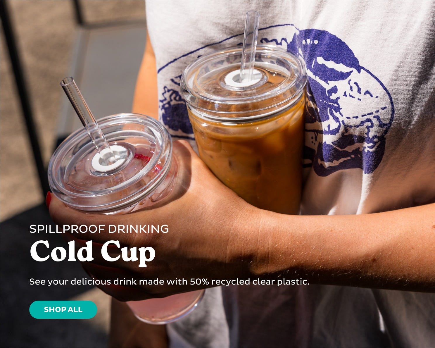 Spillproof Drinking Cold Cup. See your delicious drink made with 50% recycled clear plastic. Shop All.