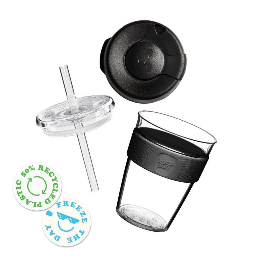 Sip & Chill Original 12oz Components. Clear tritan cup, straw lid and press fit lid